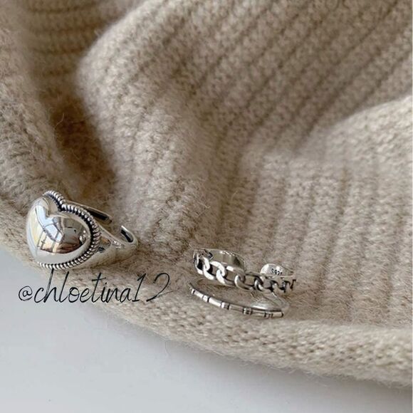 ✨Chloetina Two 925 Sterling Silver Open Adjustable Ring Set - Picture 7 of 9